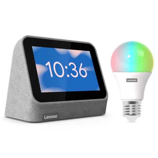 Lenovo Smart Clock Gen 2 - Grey + Color Smart Bulb CD-24502F